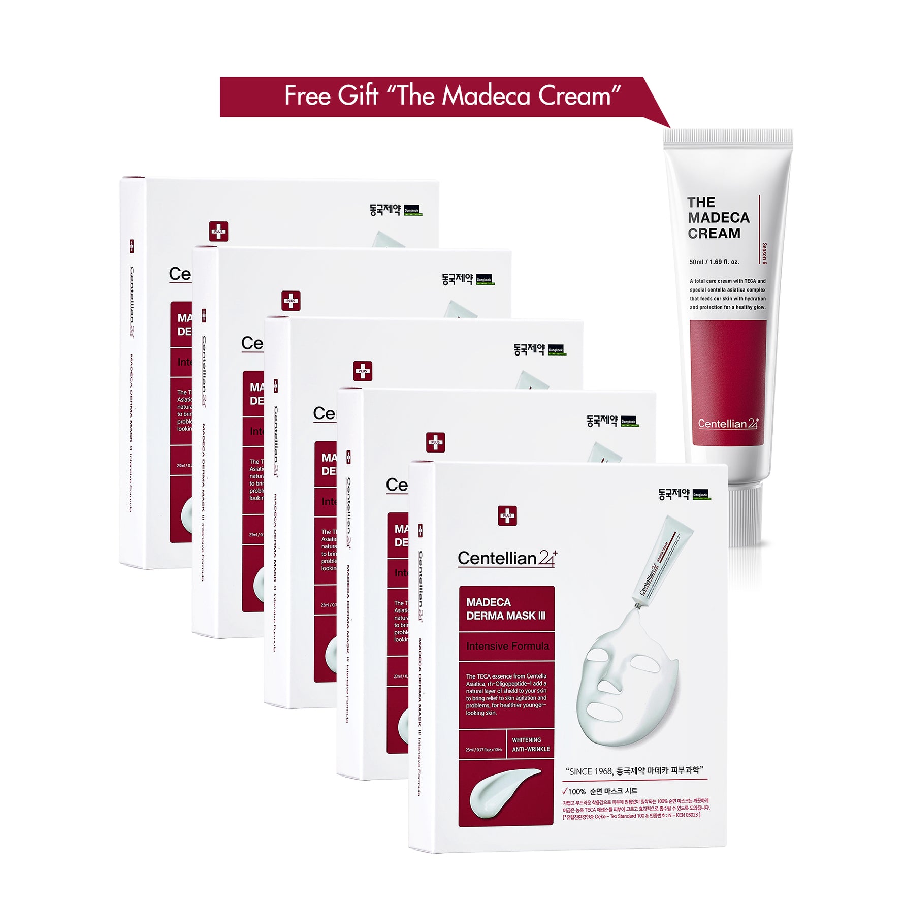 Centellian 24 Derma Mask III Intensive Formula 5 box( 50pcs) + Free Madeca Cream image 0