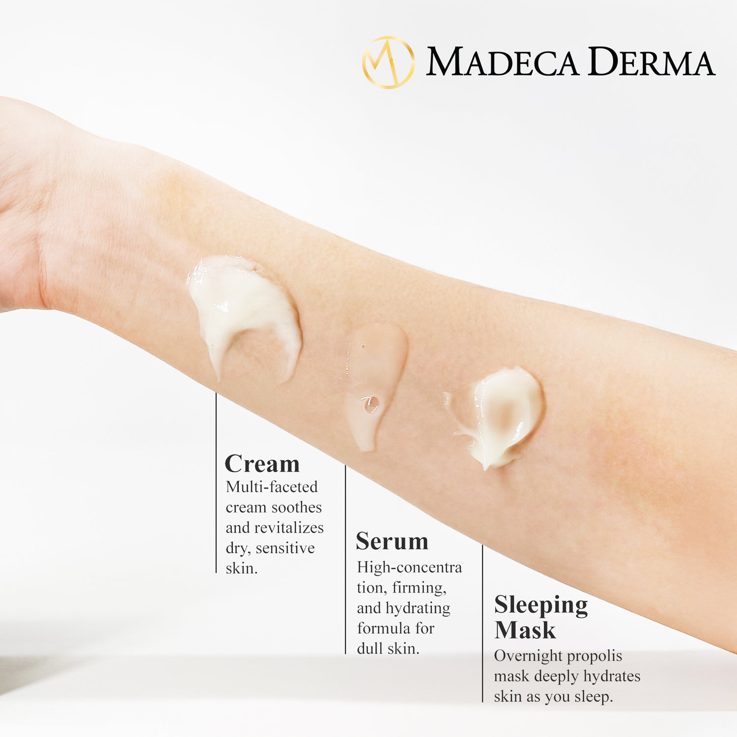 Madeca Derma Revitalizing Serum + Cream +Sleeping Mask + Sheet Mask Gift Set image 1